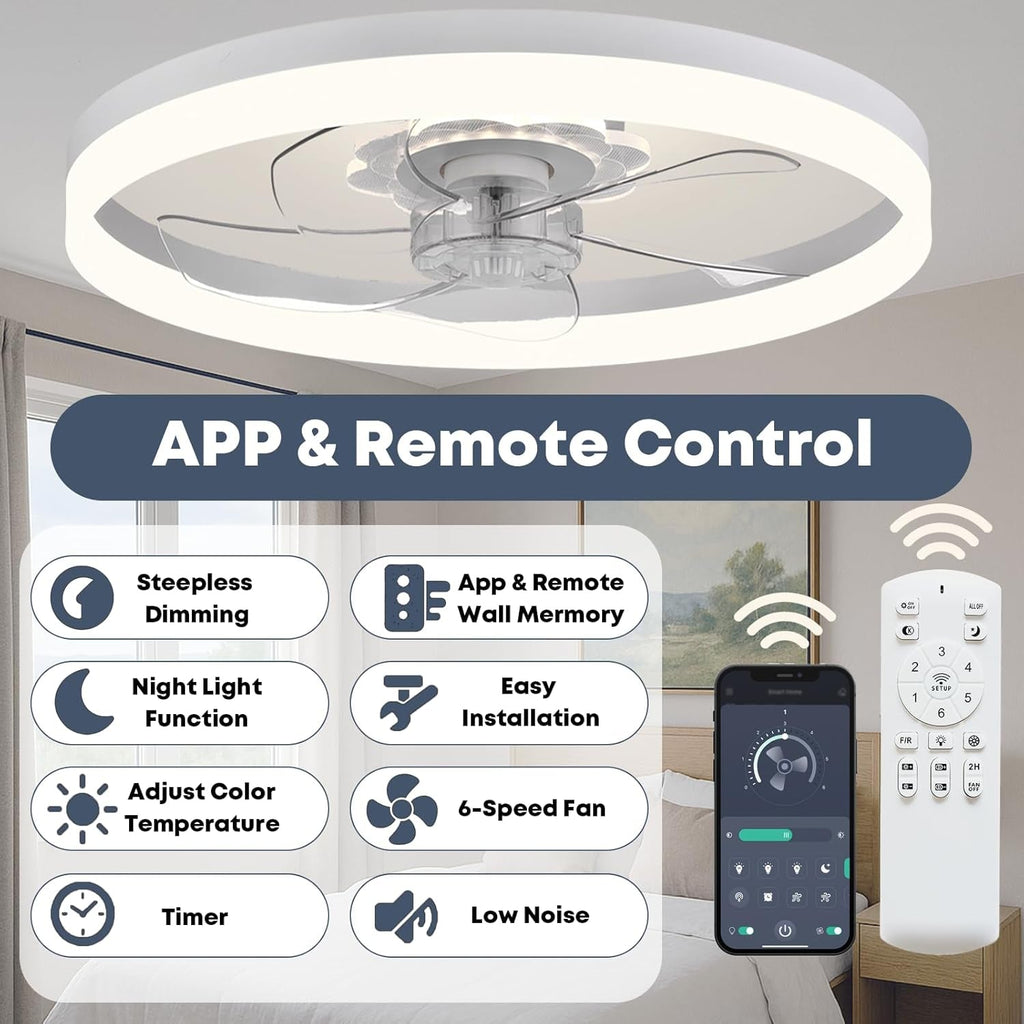 24 Inch Super Energy Efficient Ceiling Fan Night Light