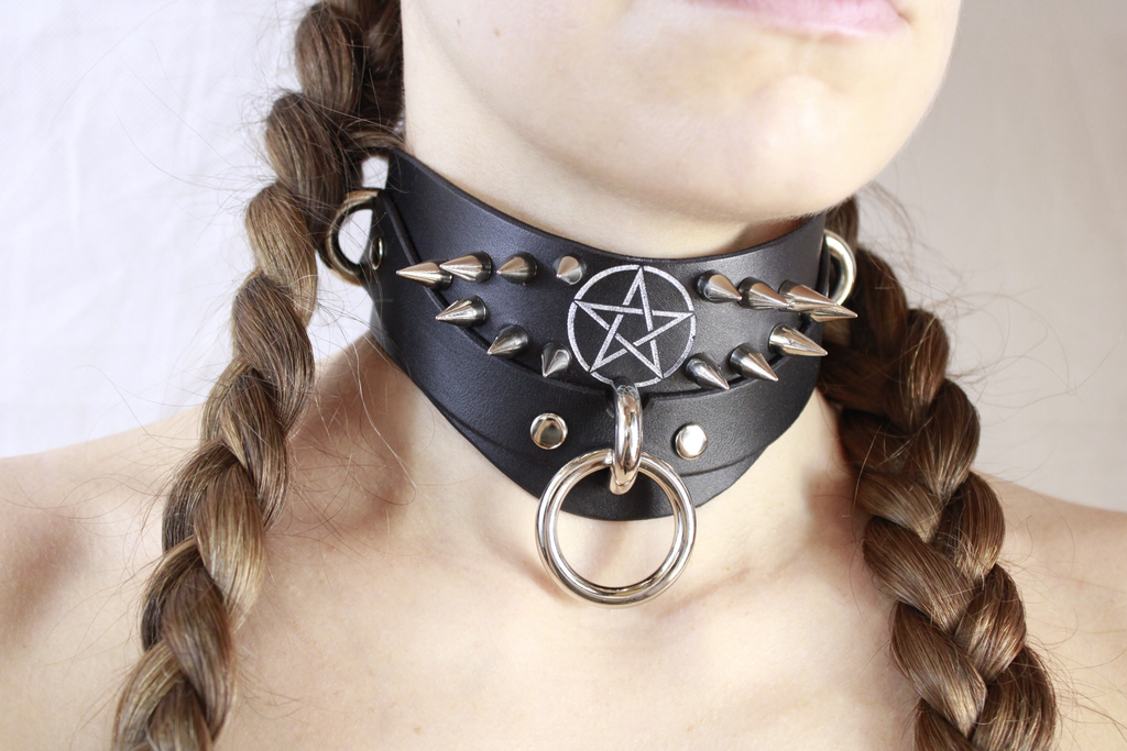 Pentagram BDSM Collar – Gothic Spiked Posture Submissive Choker