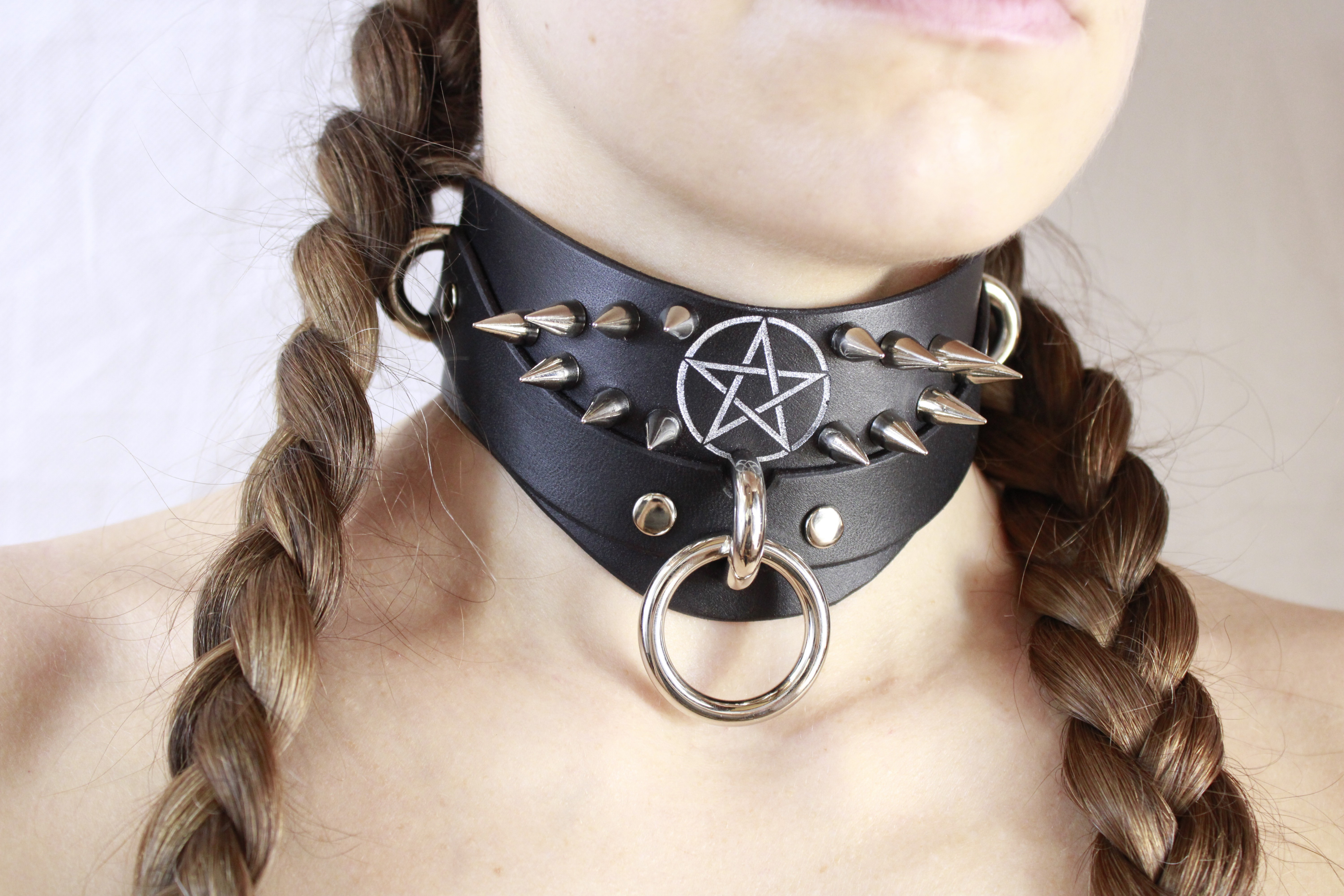 Pentagram BDSM Collar – Gothic Spiked Posture Submissive Choker