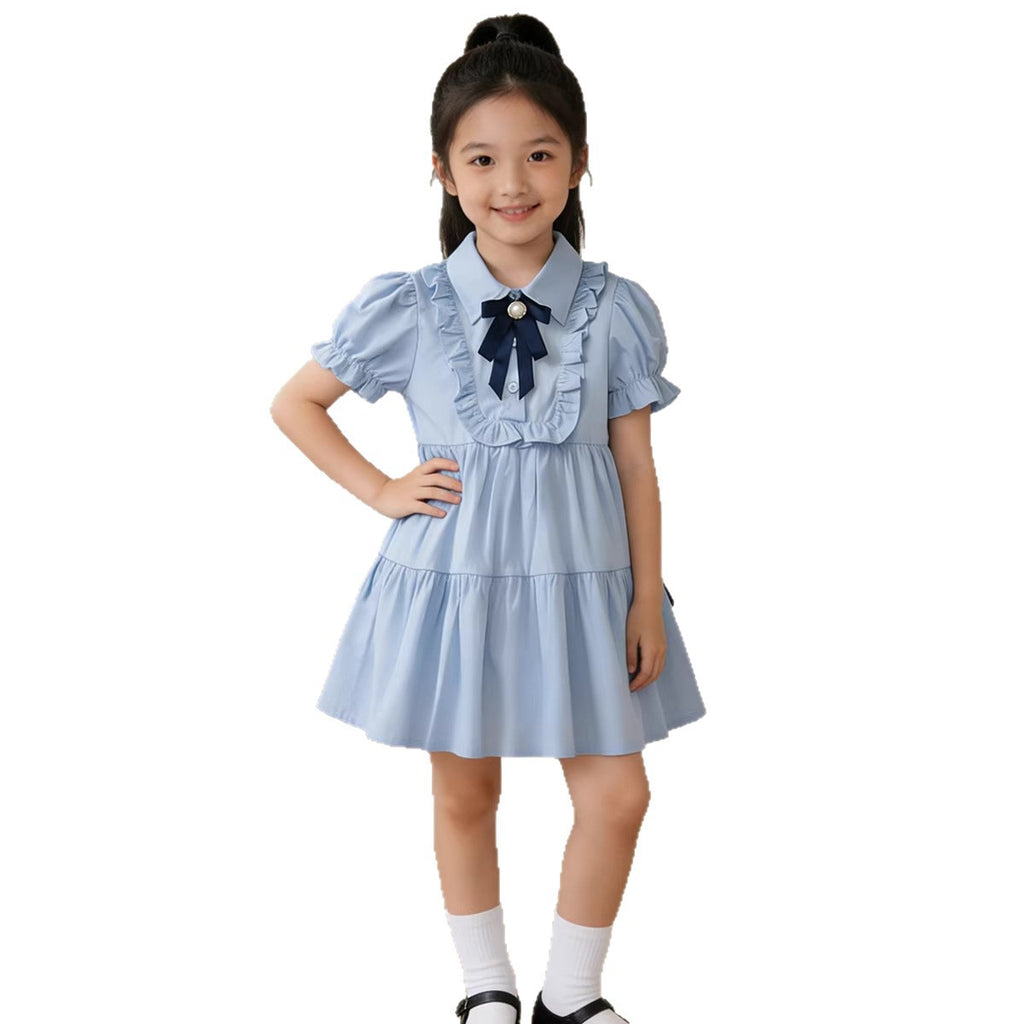 Cute Princess Dress for Girls, Short Sleeve, Sweet Turn-Down Collar, Doll Dress
