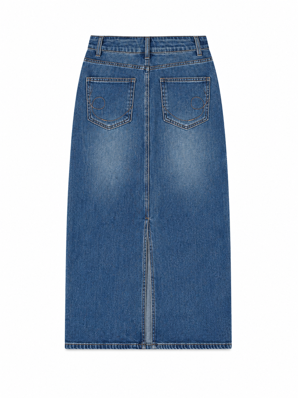 Vintage Wash Denim Midi Skirt for Women