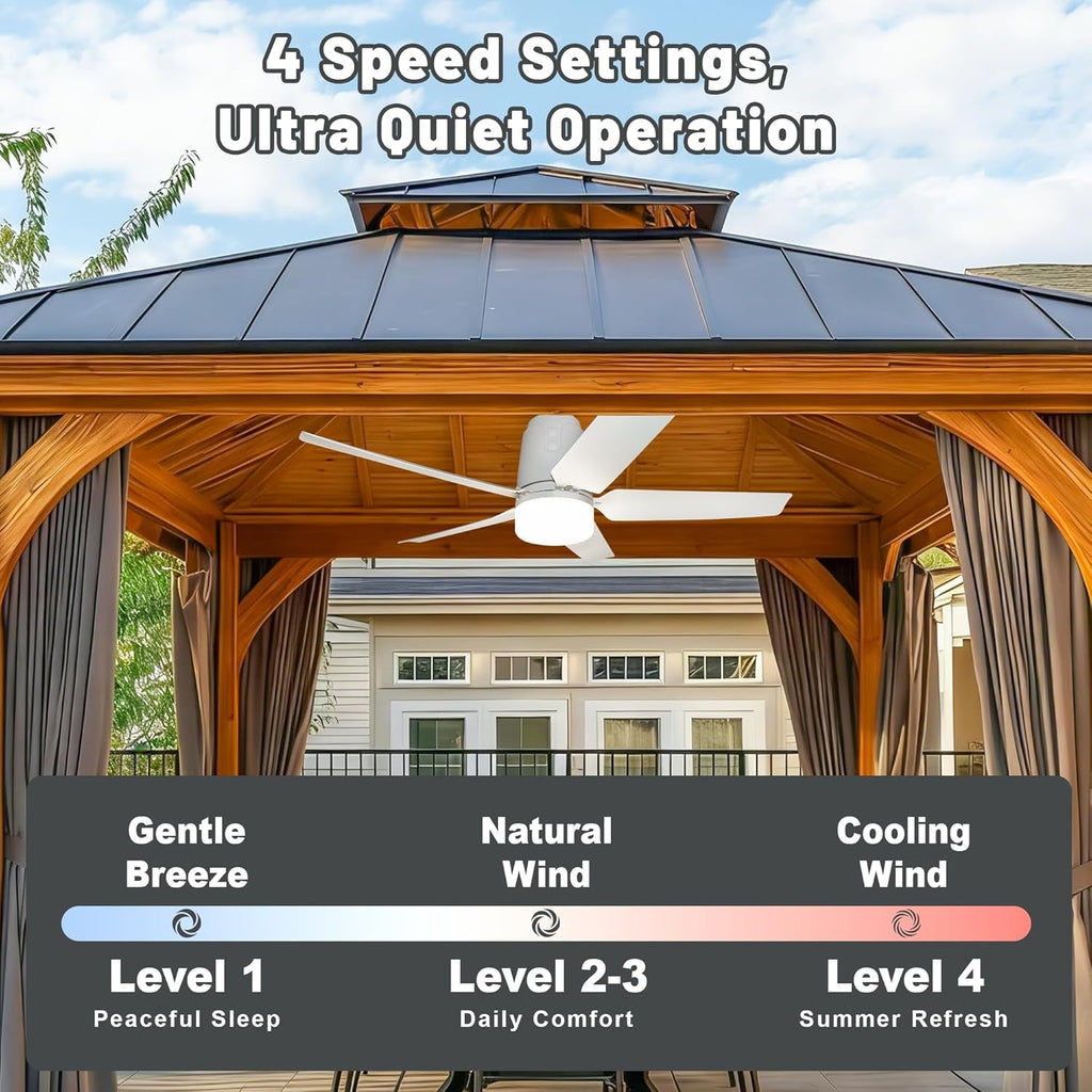 Rechargeable Outdoor Gazebo Ceiling Fan Light 31.5in