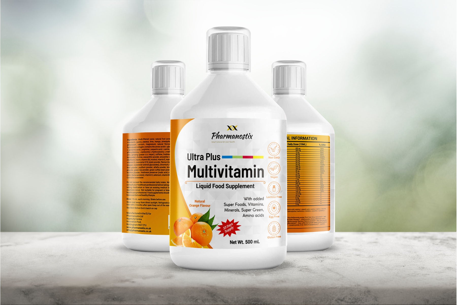 Liquid Multivitamin Supplement, 500 mL, Advanced Vitamin Superfood Greens Blend